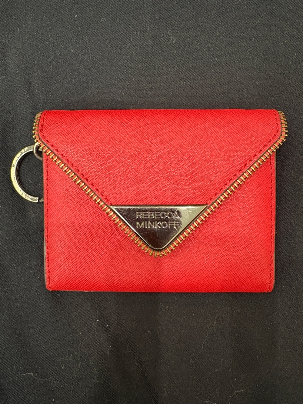 Rebecca Minkoff Red Envelope Card Case with Gold Trim